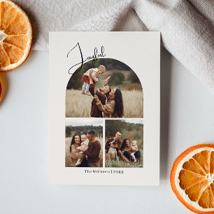 Cartes Pour Fêtes Annuelles Arc Boho moderne Beige Joyeux Quatre Photo