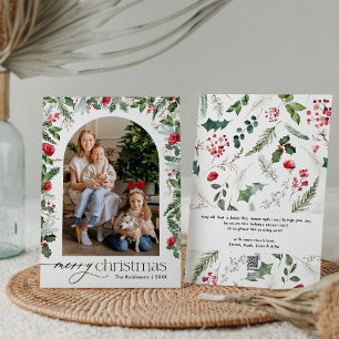 Cartes Pour Fêtes Annuelles Arc botanique chic moderne 1 Photo Joyeux Noël