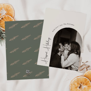 Cartes Pour Fêtes Annuelles Arc de Boho moderne Vacances vertes les plus heure