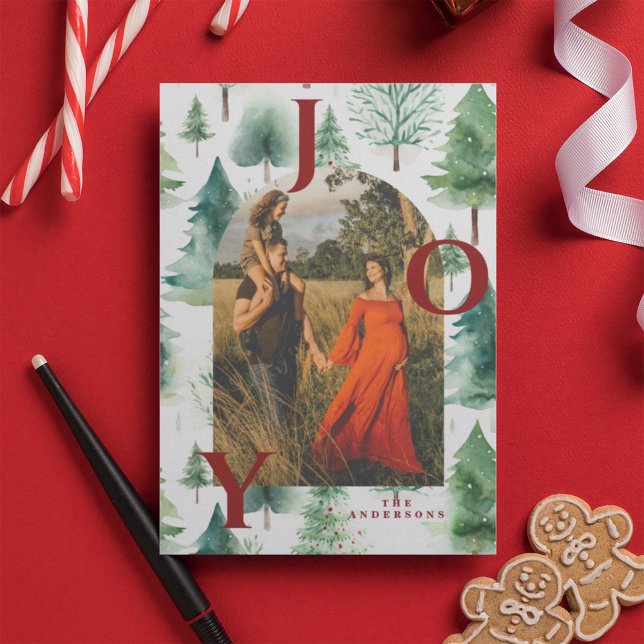 Cartes Pour Fêtes Annuelles Arc de Noël Photo Red Joy (Créateur téléchargé)