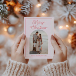 Cartes Pour Fêtes Annuelles Arc de script moderne en gras photo rouge et rose