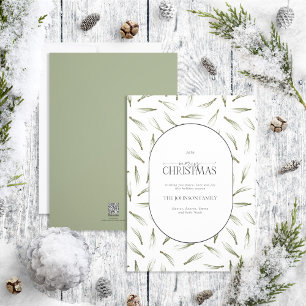 Cartes Pour Fêtes Annuelles Arc de verdure moderne en aiguilles de pin Joyeux 