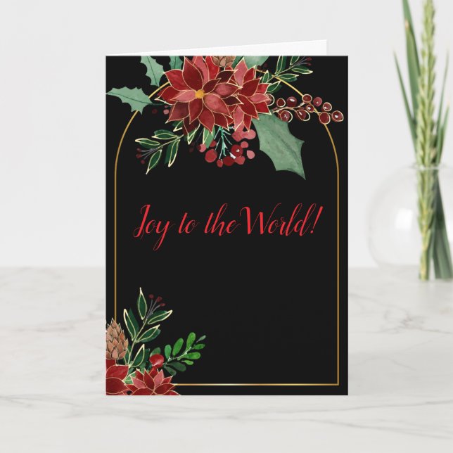Cartes Pour Fêtes Annuelles Arc d'or & Poinsettia (Devant)