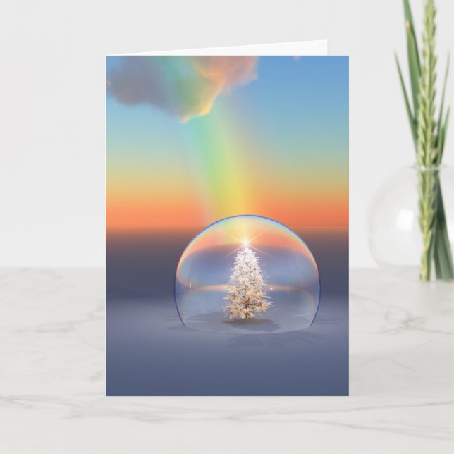 Cartes Pour Fêtes Annuelles Arc-en-ciel d'arbre de Noël (Devant)