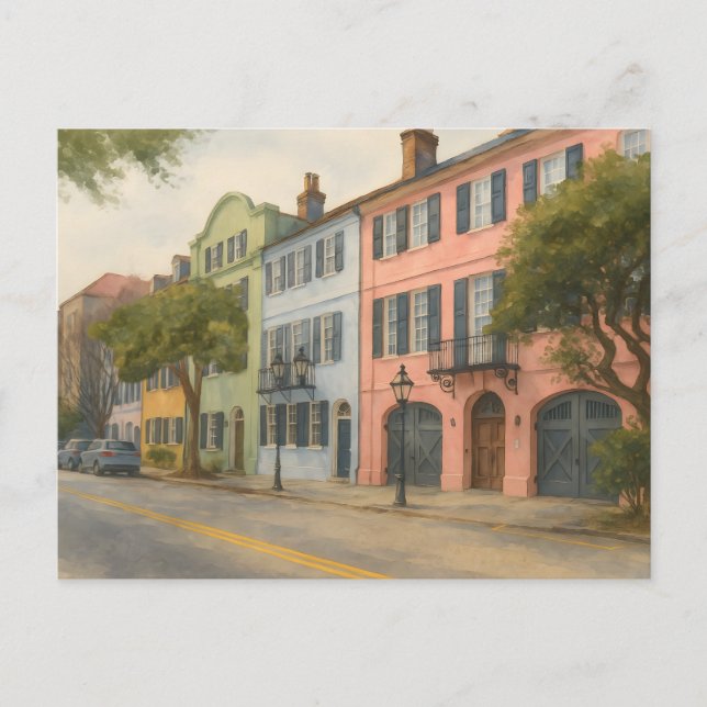 Cartes Pour Fêtes Annuelles Arc-en-ciel de l'aquarelle de Charleston (Devant)