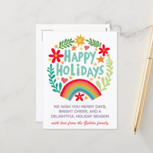 Cartes Pour Fêtes Annuelles Arc-en-ciel mignon teint à la main