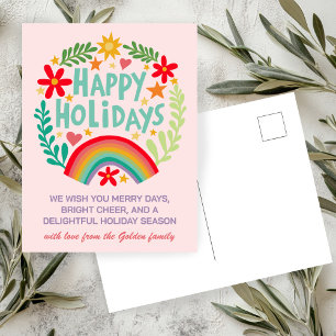 Cartes Pour Fêtes Annuelles Arc-en-ciel mignon teint à la main