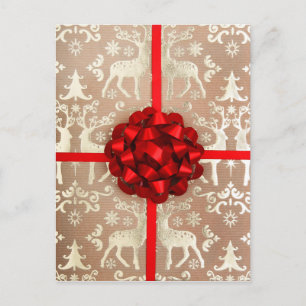 Cartes Pour Fêtes Annuelles Arc et ruban sur papier d'emballage de Noël