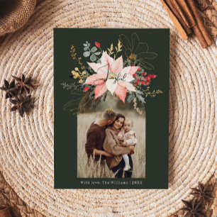 Cartes Pour Fêtes Annuelles Arc Floral d'hiver moderne Joyeux Deux photos