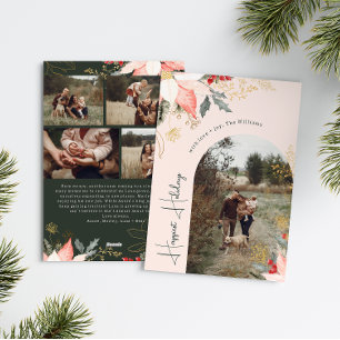 Cartes Pour Fêtes Annuelles Arc Floral rose les vacances les plus heureuses Ci