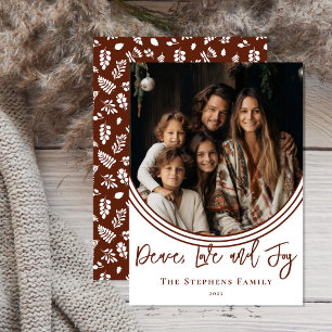 Cartes Pour Fêtes Annuelles Arc inverti photo tendance Paix, Amour et Joie