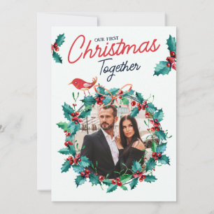 Cartes Pour Fêtes Annuelles Arc minimaliste Première photo en couple de Noël