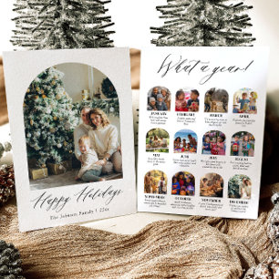 Cartes Pour Fêtes Annuelles Arc moderne année en revue Photo de famille Noël