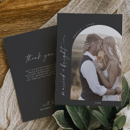Cartes Pour Fêtes Annuelles Arc moderne Boho Gris marié et Merci lumineux