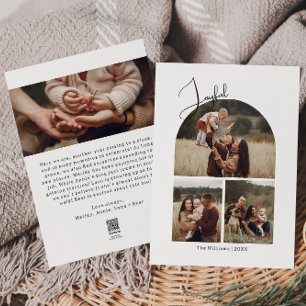 Cartes Pour Fêtes Annuelles Arc moderne Boho Joyeux Quatre photos Noël