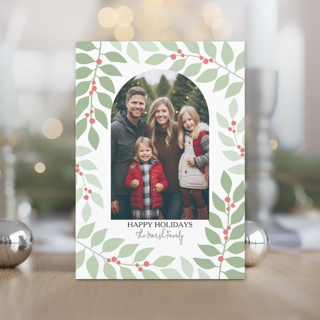 Cartes Pour Fêtes Annuelles Arc moderne photo - branches fantaisie Noël (Photo Christmas Card)
