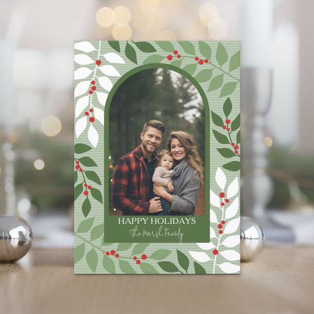 Cartes Pour Fêtes Annuelles Arc moderne photo - branches fantaisie Noël (Photo Christmas Card)