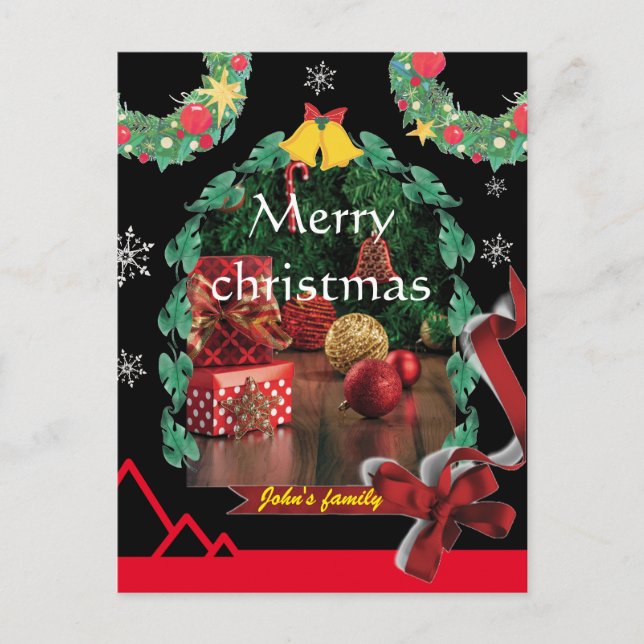 Cartes Pour Fêtes Annuelles Arc noir moderne photo chic joyeux noël (Devant)