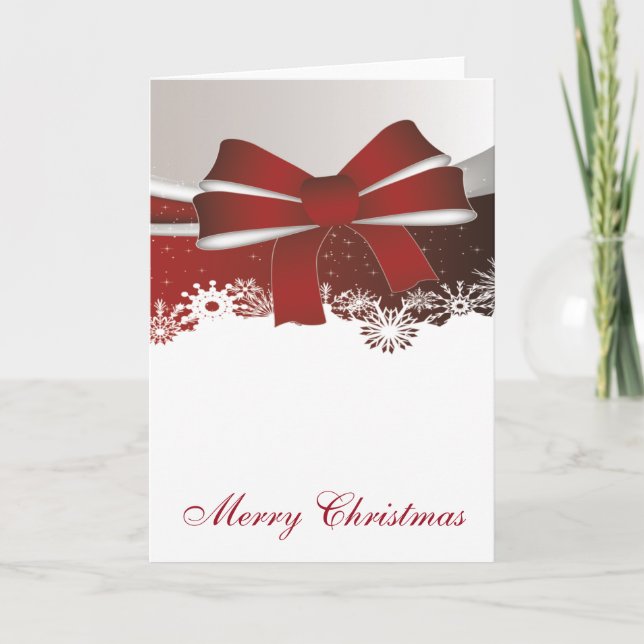 Cartes Pour Fêtes Annuelles Arc rouge élégant 2 de Noël (Devant)