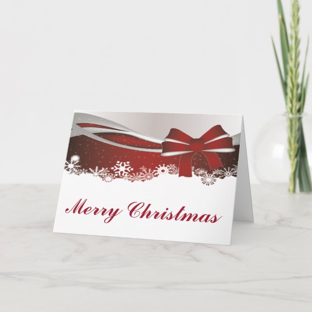 Cartes Pour Fêtes Annuelles Arc rouge élégant de Noël (Devant)