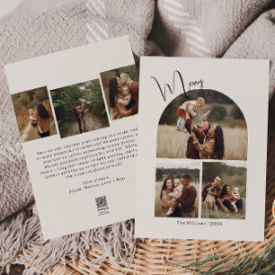 Cartes Pour Fêtes Annuelles Arch Boho moderne Beige Joyeux Six Photo