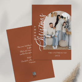 Cartes Pour Fêtes Annuelles Arch Forme Terracotta Photo Noël Salutation