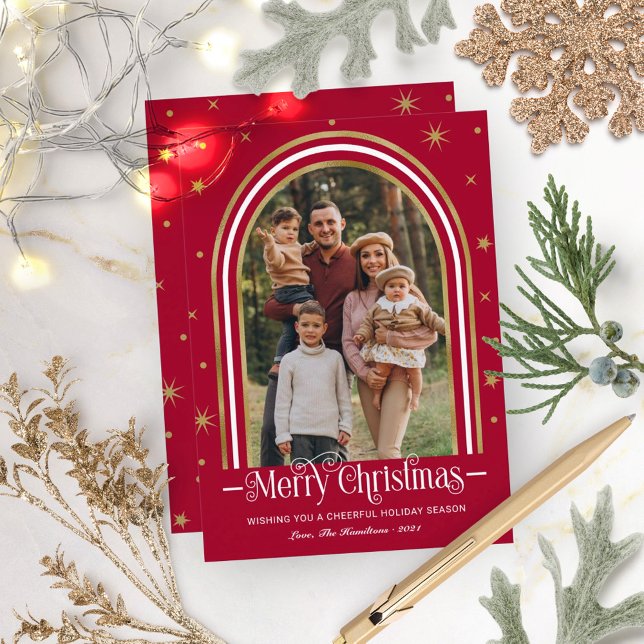 Cartes Pour Fêtes Annuelles Arch Frame Photo famille de Noël (Créateur téléchargé)