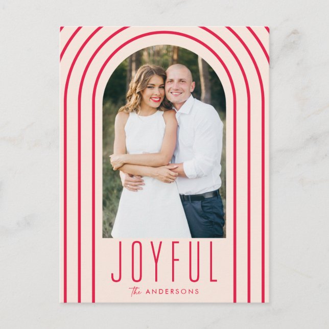 Cartes Pour Fêtes Annuelles Arch moderne Blush & Red Photo (Devant)