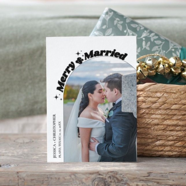 Cartes Pour Fêtes Annuelles Arch moderne Joyeux & Mariage de Noël marié (Créateur téléchargé)