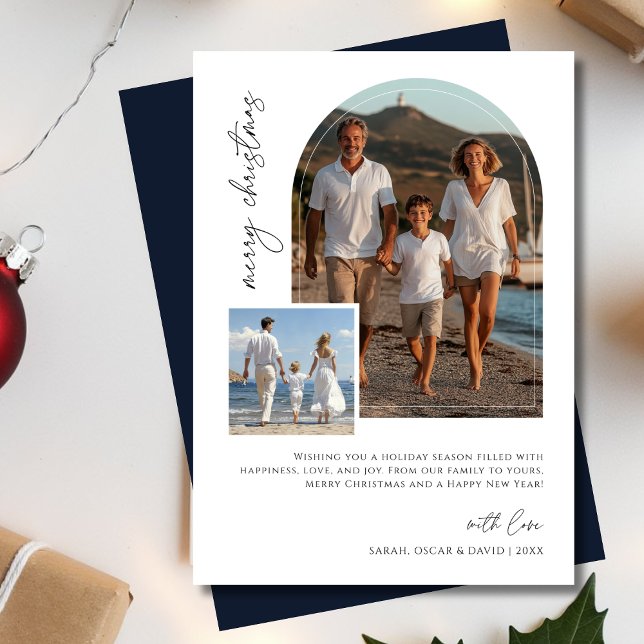 Cartes Pour Fêtes Annuelles Arch Photo Amusante Famille Nautique Noël Marine (Créateur téléchargé)