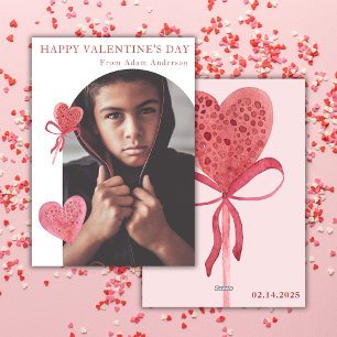 Cartes Pour Fêtes Annuelles Arch Photo Coeur rose Lollypop Moderne