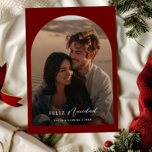 Cartes Pour Fêtes Annuelles Arch Photo Feliz Navidad Christmas Espagnol Rouge