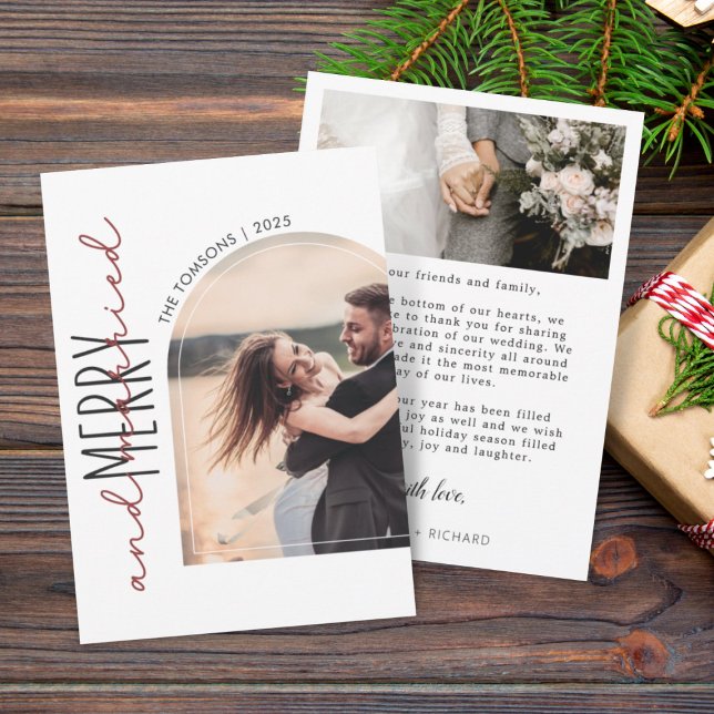 Cartes Pour Fêtes Annuelles Arch Photo Joyeux Merci Mariage marié (Créateur téléchargé)