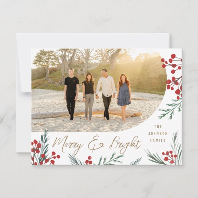 Cartes Pour Fêtes Annuelles Arch Winter Botaniques Photo Noël (Devant)