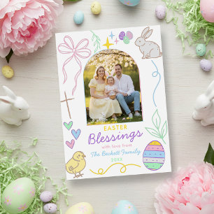 Cartes Pour Fêtes Annuelles Arche de photo de Pâques dessinée à la main et fan