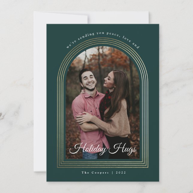 Cartes Pour Fêtes Annuelles Arche d'or Script photo Noël (Devant)