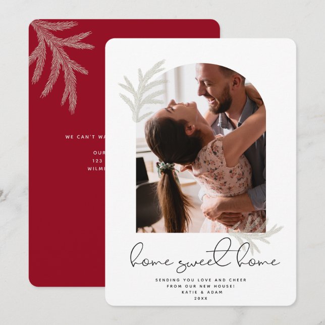 Cartes Pour Fêtes Annuelles Arche élégante | ACCUEIL SWEET HOME Modern Spruce  (Devant / Derrière)