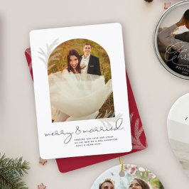 Cartes Pour Fêtes Annuelles Arche élégante | Merry & Married Modern Spruce