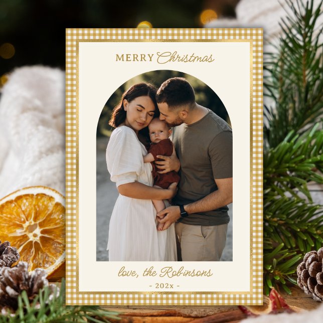 Cartes Pour Fêtes Annuelles Arche en or Retro Photo Joyeux Noël (Créateur téléchargé)