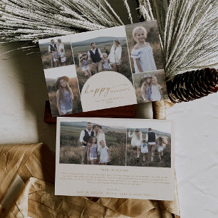 Cartes Pour Fêtes Annuelles Arche moderne Boho   Cream Multi Photo Family News