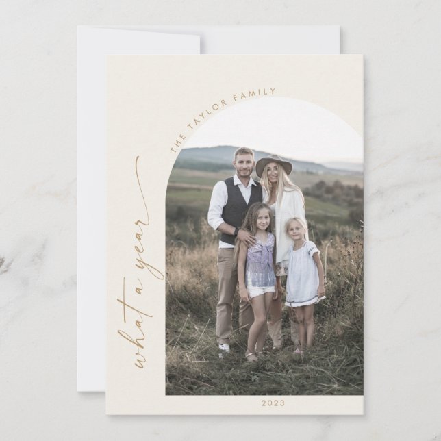 Cartes Pour Fêtes Annuelles Arche moderne Boho | Cream What A Year Photo (Devant)