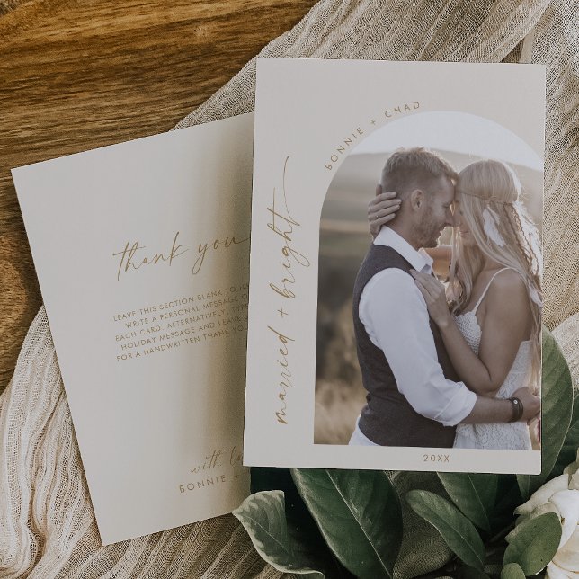 Cartes Pour Fêtes Annuelles Arche moderne Boho | Crème mariée Merci brillant (Créateur téléchargé)