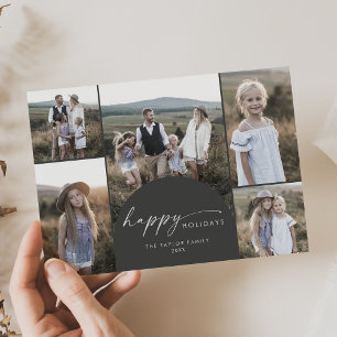 Cartes Pour Fêtes Annuelles Arche moderne Boho   Famille de photos multiples g