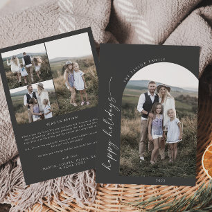 Cartes Pour Fêtes Annuelles Arche moderne Boho   Gray Holiday Photo