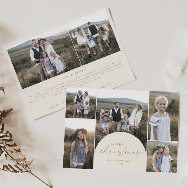 Cartes Pour Fêtes Annuelles Arche moderne | Crème Multi Photo Famille Noël (Créateur téléchargé)
