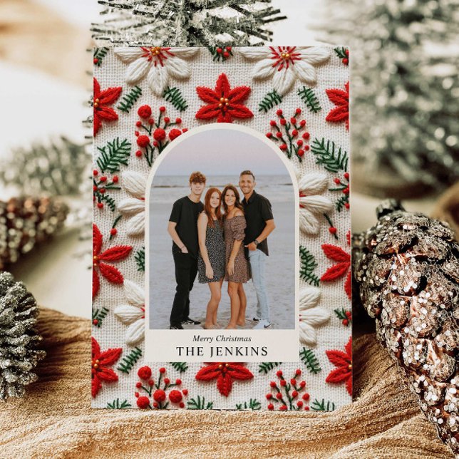 Cartes Pour Fêtes Annuelles Arche photo de Noël élégant (Merry Christmas Family Photo Greeting Card)
