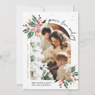 Cartes Pour Fêtes Annuelles Arche photo de Noël moderne Aquarelle Holly