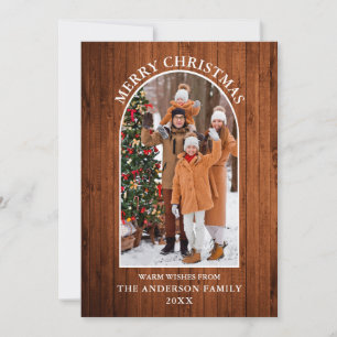 Cartes Pour Fêtes Annuelles Arche photo en bois rustique Joyeux Noël