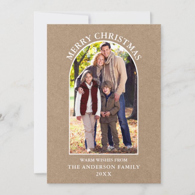 Cartes Pour Fêtes Annuelles Arche photo rustique Kraft Joyeux Noël (Devant)