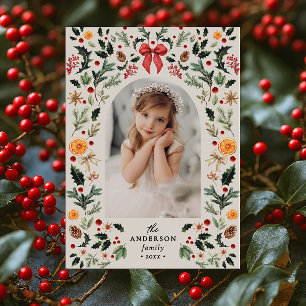 Cartes Pour Fêtes Annuelles Arche vintage à cadre botanique Photo Noël
